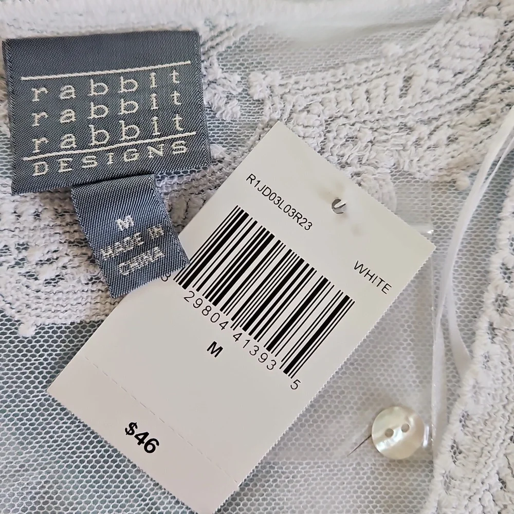 NWT Rabbit Rabbit Rabbit Design Sheer Lace Shrug Top Size M - Picture 3 of 13